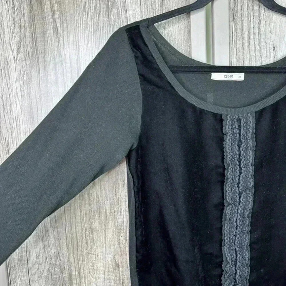 Prada Top Women 44 Sheer Velvet Lace Detail Black Color - Picture 4 of 6